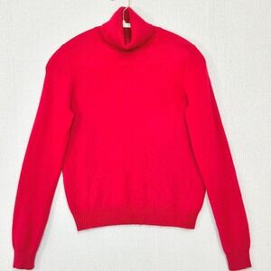 VTG 100% Cashmere Red Turtleneck Sweater Valerie Stevens 90s Womens Small